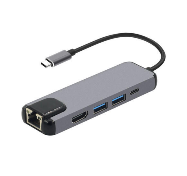 Type-C Adapter 5 in 1 ( LAN, HDMI, USB, PD)