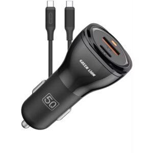 Green Lion Dual Port Car Charger 50W with Type-C Cable