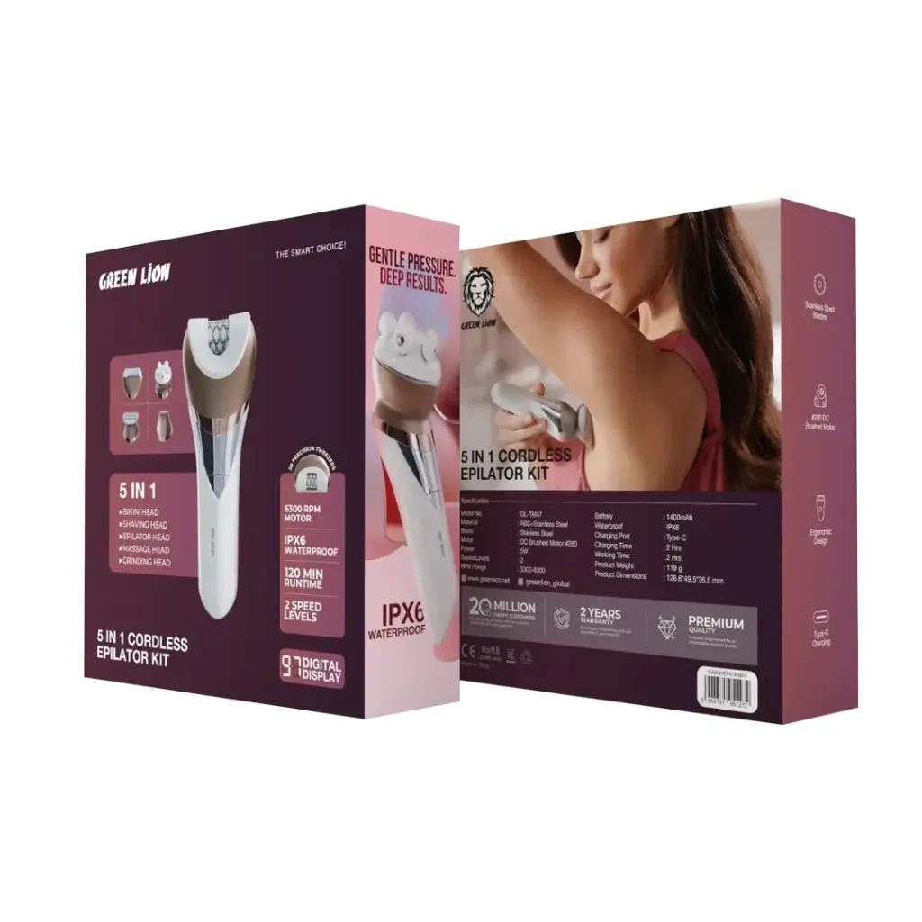 Green Lion 5 in 1 Cordless Epilator Kit - White