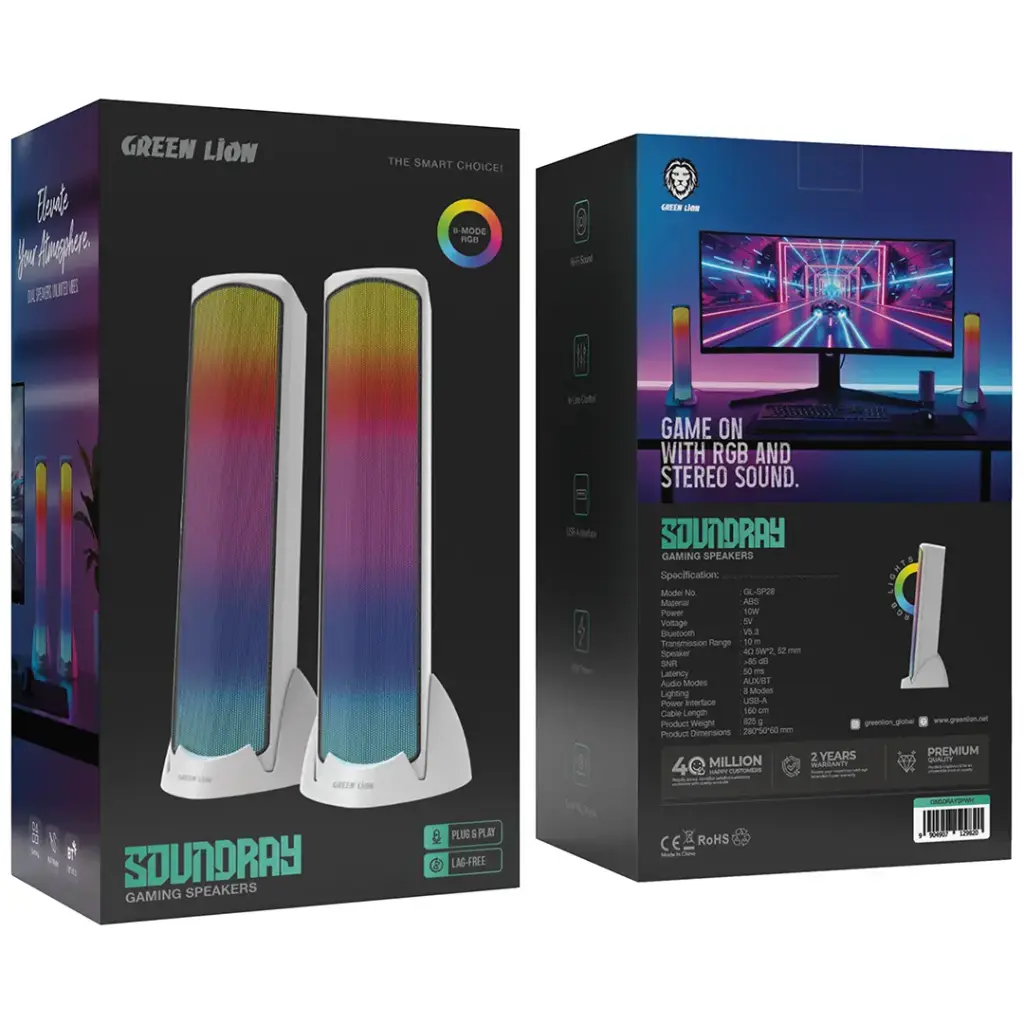 Green Lion Soundray Gaming Speakers – White