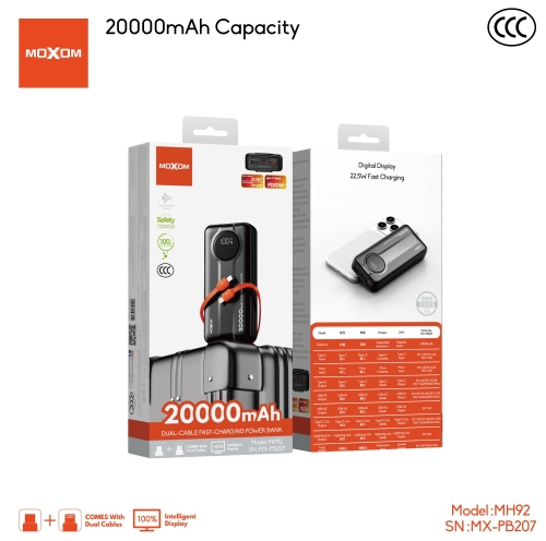 Moxom 20000mAh Dual Cable Fast Charging Power Bank MX-PB207