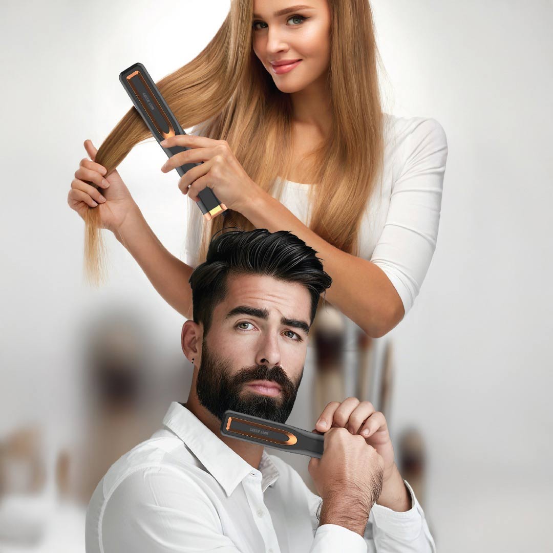 Green Lion Cordless Beard and Hair Straightener - Black